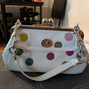 COACH 3679 SPECIAL EDITION MULTI COLORED POLKA DOT KISSLOCK FRAME